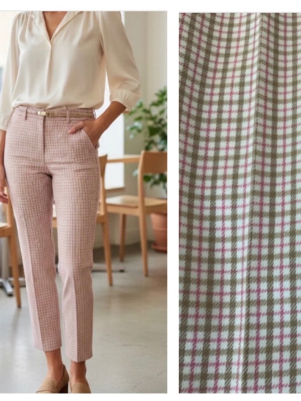 NWT Tommy Hilfiger, pink, beige, and white slacks 12